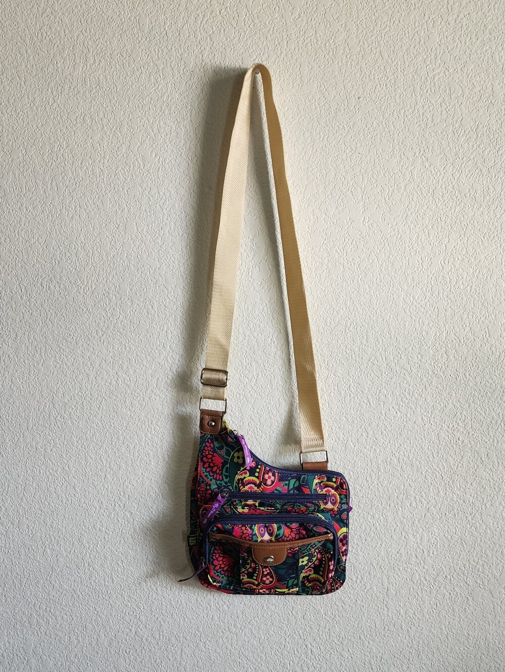 Lily Bloom Vibrant Owl Paisley Crossbody Bag